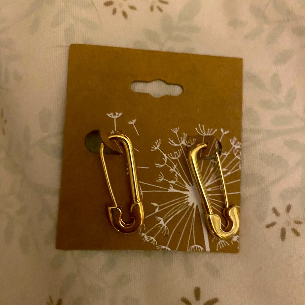 Gold baby pin earrings
